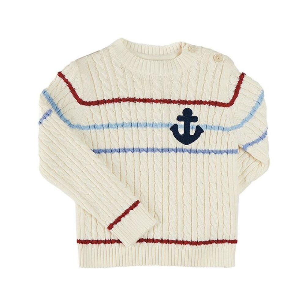Pepa London Girls  Anchor Motif Cable Detail Jumper, Beige